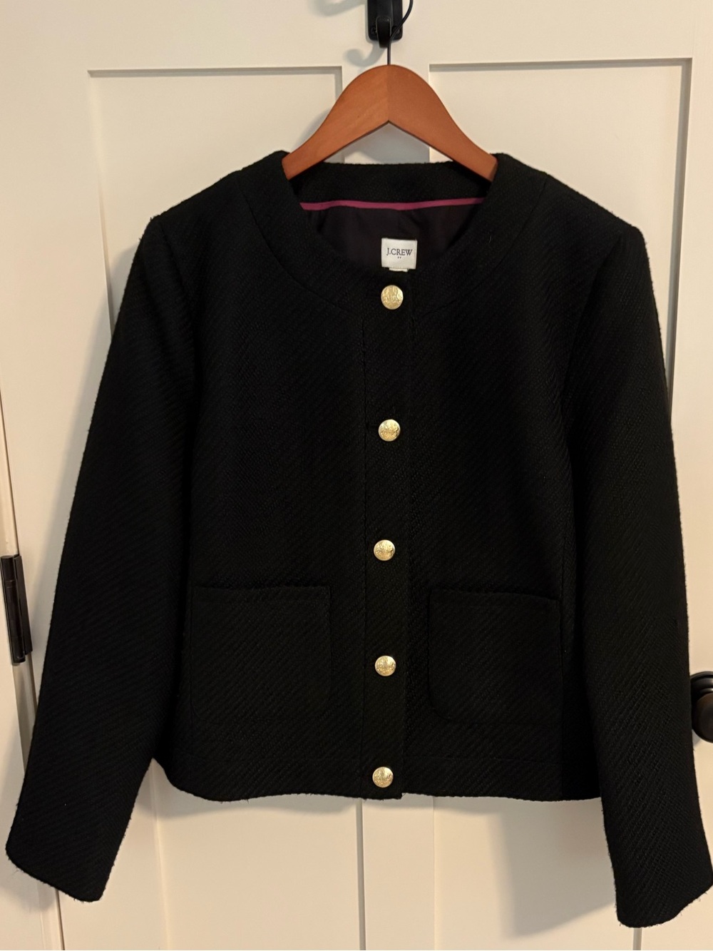 J. Crew Black Tweed Jacket with Gold Button
